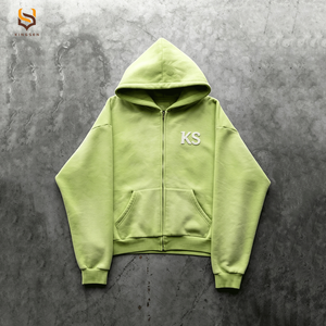 เสื้อฮู้ดดี้ทรงบ็อกซี่แบบครอป ผ้าหนา 420 กรัม ซิปคู่ ล้างสีแบบแอซิดวอช ปักโลโก้แบบแอพพลิเคชั่น - Product Image 2