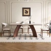 Ensemble de table à manger rectangulaire extensible en marbre, style nordique minimaliste, avec 6 chaises en bois massif pour usage domestique - Vente en gros