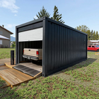 Garage de voiture modulaire portable de 40 pieds, résistant aux intempéries, maisons préfabriquées en plein air, conteneur détachable avec porte enroulable