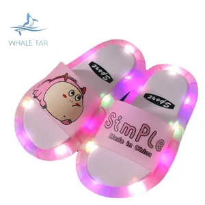 Kids Slippers Cartoon Children LED Slippers Baby Bathroom Sandals Shoes for Girl Boys Light Up Shoes Anti-slip Toddler Slides