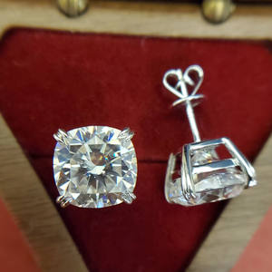 Handmade 925 Sterling Silver CZ Filled Brilliant Diamond Stud <b>Earrings</b> Cushion Cut Design for Women <b>Men</b> Gift Bulk Product - Product Image 5