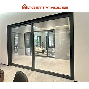 Hurricane proof impact laminated glass balcony patio sliding doors exterior insulation aluminum slide glass wall door