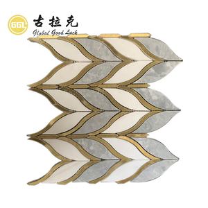 Marmo a getto d'acqua mattonelle di <span class=keywords><strong>mosaico</strong></span> in ottone piastrelle intarsio con pietre di marmo a getto d'acqua <span class=keywords><strong>mosaico</strong></span> - Product Image 1