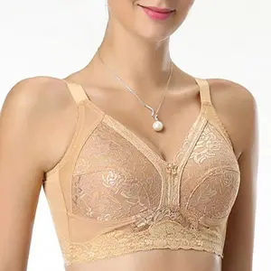 Lingerie Wanita, Pakaian Dalam Wanita Bra Seksi Tanpa Kabel Ukuran Plus Brassiere Elegan Bordir Bh Ukuran A B C D DD E F Cup