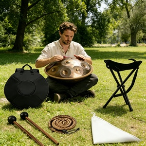 Instrument de musique d'usine pour la méditation, le yoga et la guérison, Handpan de 22 pouces avec 9, <span class=keywords><strong>10</strong></span>, 12 ou 14 notes, Ré mineur 440Hz, avec sac et support - Product Image 3