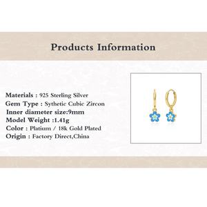 Прекрасный, эмаль, цветок, серьги-кольца для женщин и девочек 925 стерлингового серебра серьги, серьги, ювелирное изделие, модные серьги в форме плата 925 - Product Image 6