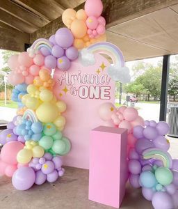 Kit d'<span class=keywords><strong>arche</strong></span> de ballons macaron arc-en-ciel magiques, décorations de fête écologiques pour mariage, anniversaire, Halloween, fête des mères - Product Image 1