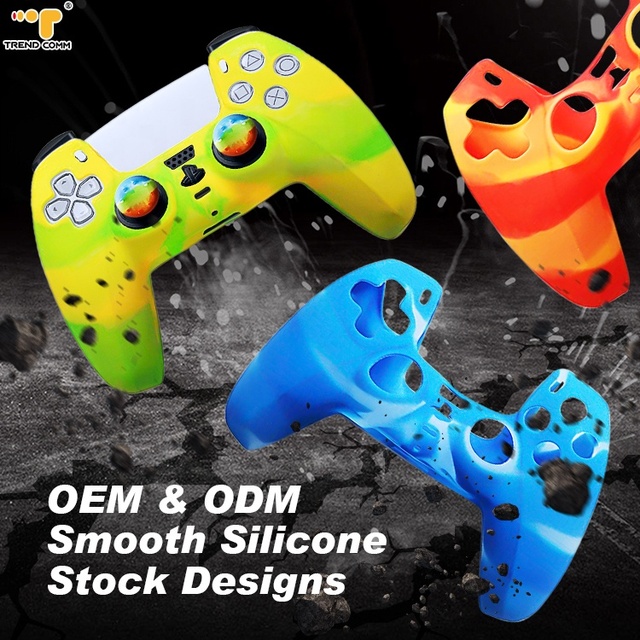 2026 Men Gaming Accessories Stock Camouflage Dust Skin Grip Silicone Shell Cover Custom Console Design Controller PS5 Case