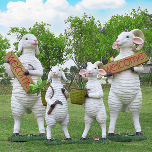 Sculpture de chèvre de mouton en résine de fibre de verre pour jardin parc forêt endroits pittoresques communautés jardins d'enfants bureaux de vente pelouses - Product Image 2