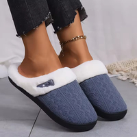 Chaussons d'intérieur/extérieur chauds pour femmes, en tricot à bout ouvert, imperméables, avec semelle EVA, faciles à enfiler