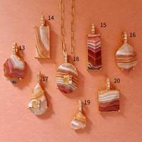 Pendentif en laiton plaqué or 18 carats, multicolore (rouge, blanc, marron, vert), en cornaline, pour DIY, en forme de cœur, carré ou goutte d'eau