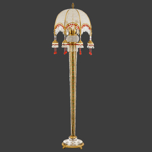 Luxury European Crystal Beads Floor <strong>Lamp</strong> with Copper <strong>Tall</strong> Corner Standing Led Night Light for <strong>Living</strong> <strong>Room</strong> &amp; Study - Product Image 5