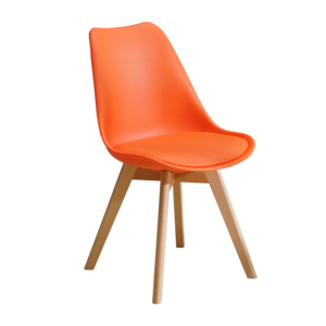 厂家直销热销现代餐厅家具实木腿餐椅米色餐椅塑料椅子批发 - Product Image 3