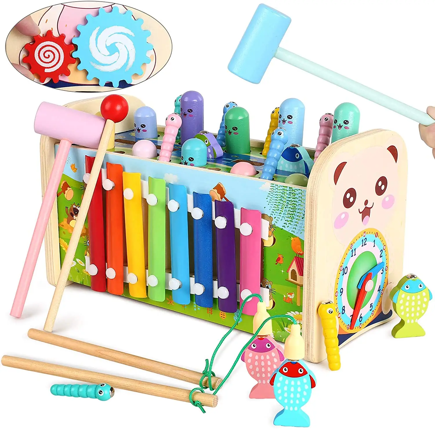 Montessori Vroege Educatief Motor Vaardigheid Kinderen Muziek Gift Speelgoed Houten Muziekinstrumenten Xylofoon Speelgoed Met Spel Voor Peuters