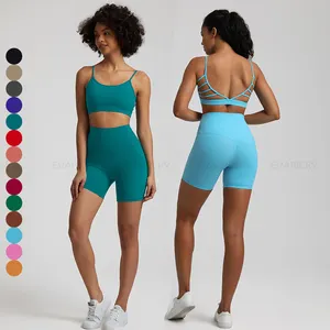 Женская летняя модная спортивная одежда на заказ, комплект из двух предметов для занятий йогой и фитнесом, короткий комплект 2023 для женщин