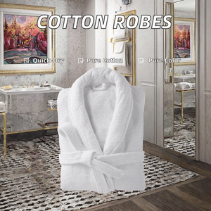 Albornoces de Hotel para Parejas Adultas, Material de Toalla de Algodón Puro con Logotipo, Albornoz Largo de Algodón Blanco para Primavera y Otoño, Técnicas de Tejido - Product Image 3