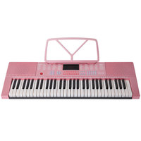 Piano Electrónico Educativo de 61 Teclas, 128 Ritmos, 128 Tonos, 8 Percusiones, 20 Canciones de Demostración, Color Rosa/Negro, Modelo Económico para Práctica