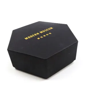 High End Fancy Design Black Lamination Irregular Flip Closure Box Custom Logo Hexagonal Shape Gift Boxes