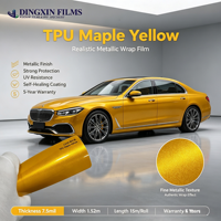 Film de protection de voiture en TPU brillant couleur jaune érable, PPF doré miel chaud scintillant, auto-réparant, anti-rayures, 7,5 mil, directement de l'usine