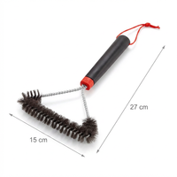 Brosse de nettoyage pour barbecue coréen en acier avec manche en plastique résistant à la chaleur, durable pour les grillades en extérieur et le camping