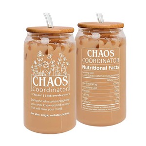 Vente en gros de 20 oz verres en verre paille à couvercle en bambou à l'esthétique unique avec canette de soda-lime pour <span class=keywords><strong>café</strong></span> cadeau d'anniversaire de <span class=keywords><strong>maman</strong></span> - Product Image 2