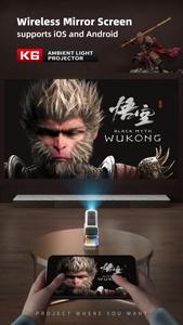 Hot bán K6 thông minh mini chiếu, 2.4G/5G đôi Wifi Android 13.0 OS 1 + 8GB hỗ trợ 230 độ kép Micro cho karaoke - Product Image 5