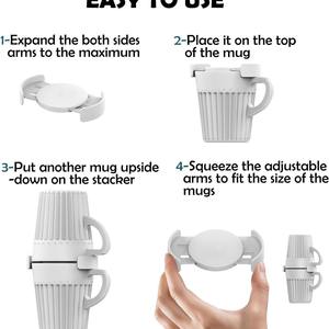 6 pack boîte de rangement pour tasses à café, étagère de rangement pour armoires de cuisine étagère de rangement pour tasses à café et empileur de tasses à thé - Product Image 2