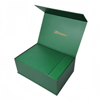 Boîte cadeau rigide de luxe verte imperméable en matériaux recyclés doublée d'une éponge, personnalisée, grande, avec fermeture magnétique noire, emballage de produit, logo
