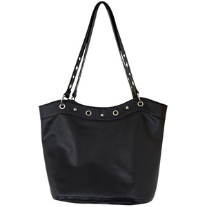 Sac fourre-tout grande capacité pour motard avec clous, boucle magnétique, bandoulière unique, noir et marron, sac à bandoulière pour femme pour usage quotidien - Product Image 4