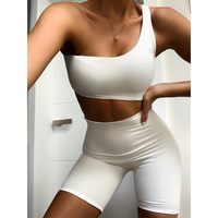 Survêtement de sport une pièce asymétrique à épaule dénudée, vêtement de Yoga à séchage rapide, Sexy, de couleur unie, une pièce, été, 2020