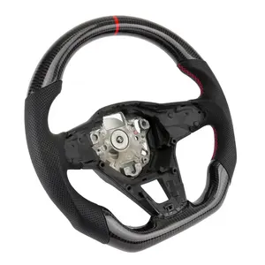 พวงมาลัยรถอุปกรณ์เสริมสำหรับ VW Golf 8 GTI พวงมาลัยคาร์บอนไฟเบอร์หนังเจาะรู - Product Image 6