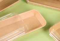 Boîte de nourriture en papier kraft biodégradable avec couvercle en PET Conteneur de sushi jetable étanche