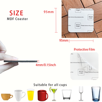 MDFSUB Meilleur prix Film protecteur carré de 4mm sous-verre en MDF à sublimation de 95mm pour table