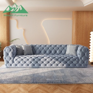 Sofá de Tecido com Design Viral, Sofá em Forma de Lua com Botões Almofadados - Product Image 3