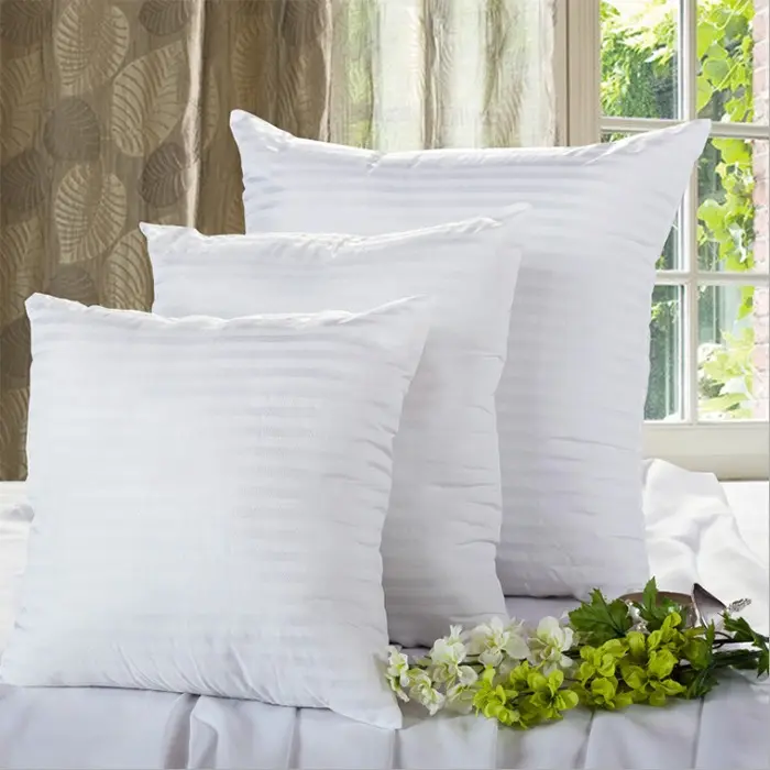 Venta al por mayor Super suave a rayas Hotel hogar cama sofá núcleo almohada insertar interior poliéster diseño 18x18 pulgadas