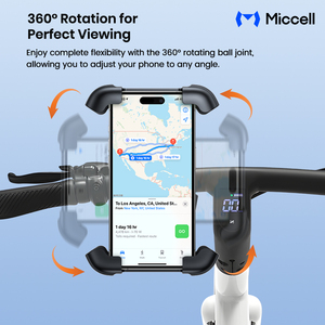 Support de <span class=keywords><strong>téléphone</strong></span> portable pour vélo et moto Miccell, en ABS imperméable, rotation à 360 degrés, réaction à une main - Product Image 4