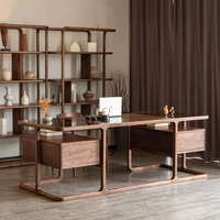 Bureau en bois de noyer noir d'Amérique du Nord, style italien minimaliste, bibliothèque en bois massif, mobilier de bureau pour villa, bureau à domicile