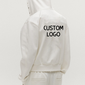 Set Felpa con Cappuccio Bianca Casual Best Seller, Giacca con Zip e <span class=keywords><strong>Pantaloni</strong></span> a Gamba Larga, Completo Due Pezzi - Product Image 4