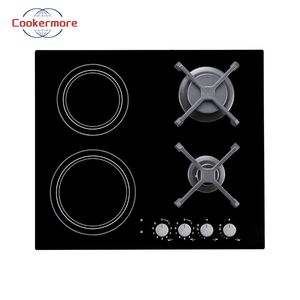 Table de cuisson combinée <span class=keywords><strong>60</strong></span> <span class=keywords><strong>cm</strong></span> [4 zones] en acier inoxydable à gaz naturel avec allumage électronique - Product Image 1