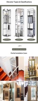 Ascensore Domestico Panoramico Moderno Personalizzato in Acciaio Inox con Trazione AC, Capacità 400kg |   PVC per Hotel, Residenze, Ville e Appartamenti di Piccole Dimensioni