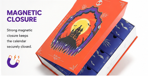 Custom Book Shaped Halloween Advent <b>Calendar</b> Box with 12 Drawers Rigid Cardboard Purple Mystery Blind Box Gift Packaging Box - Product Image 4