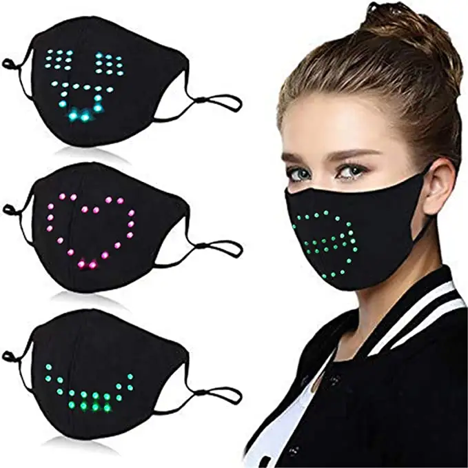 LED Face Mask, Voice Activated Light Up Smart Mask, Cool Sound Reactive Party Rave Masks