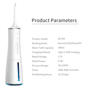 <span class=keywords><strong>Waterpulse</strong></span> BV609 IPX7, <span class=keywords><strong>irrigador</strong></span> dental inalámbrico portátil, limpiador <span class=keywords><strong>bucal</strong></span>, Limpieza de dientes recargable, certificado CE - Product Image 5