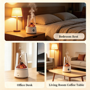 Diffuseur d'arômes ultrasonique en forme de volcan avec lumière LED effet flamme, humidificateur d'huiles essentielles pour la maison, la chambre et le bureau - Product Image 3