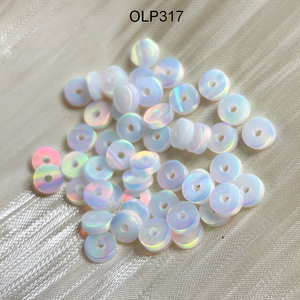 OLP308 <span class=keywords><strong>colore</strong></span> rosa chiaro rotondo 6mm fetta di pietra <span class=keywords><strong>opale</strong></span> Aurora <span class=keywords><strong>opale</strong></span> disco distanziatore perline grande foro 1.50mm nebulosa <span class=keywords><strong>opale</strong></span> - Product Image 3