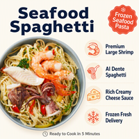Spaghetti de fruits de mer surgelés de qualité export, marque privée, directement de l'usine, OEM, emballage personnalisé, fournisseur pour commandes en gros