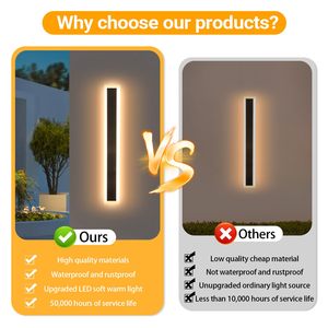 Outdoor Wall <strong>Light</strong> for House Modern Black LED Wall <strong>Sconce</strong> 3000K Warm <strong>Light</strong> Linear Wall Mount Lighting for Doorway Garden Garage - Product Image 5