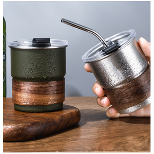 Tasses à café glacé portables en acier inoxydable de 300 ml avec couvercles, mugs de camping en métal, manchon anti-brûlure pour pique-nique en plein air - Product Image 5