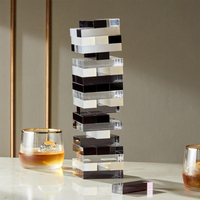 Offre Spéciale brun blanc Transparent acrylique personnalisé Lucite bloc de construction jeu de société classique 54 pièces acrylique Tumbling tour jeu ensemble