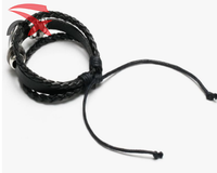 Vente en gros coffret cadeau d'affaires nouveau style 2pc perles élastiques noires en corde bracelet drapeau national d'Haïti